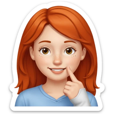 put a finger on the nose but In a cute way, bye a girl sticker