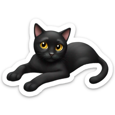 Cute black cat with big lashes laying on a white blanket sticker