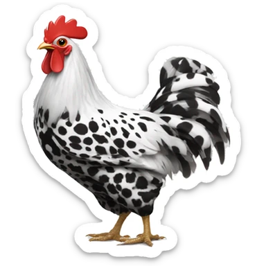 Black and white spotted chicken in a heatchicken  sticker
