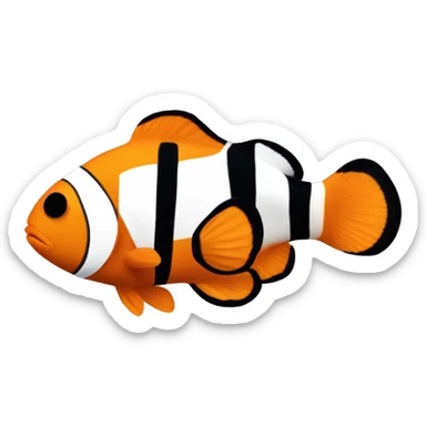 a little clownfish has an orange body and three vertical black and white stripes. sticker