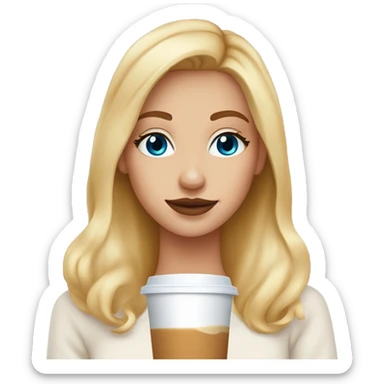Blonde Blue eyed Girl who wears a white Pullover and Drinks pumpkin spice Latte  sticker