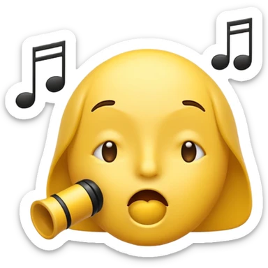 emoji whistling with music notes coming out its mouth and side-eyeing sticker
