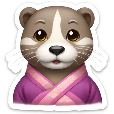 a otter face wearing traditional korean hanbok sticker