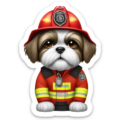 Shih Tzu firefighter sticker