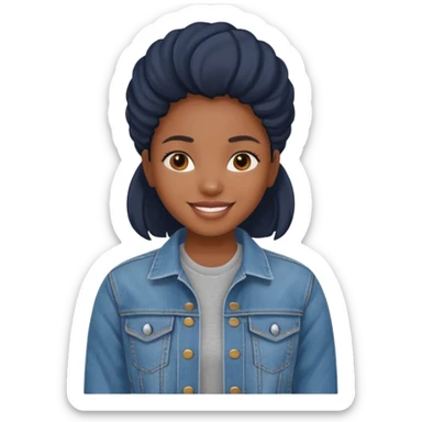 smiling black girl in denim jacket sticker