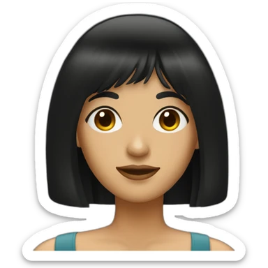 latin women with long black hair with fringe sticker