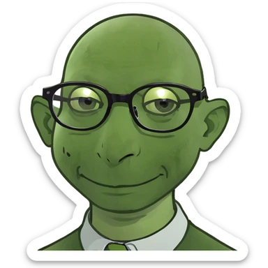 bald boy with glasses portrait sticker