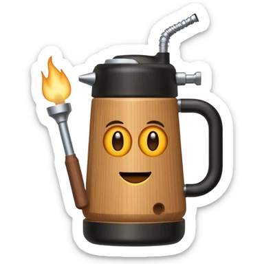 Un termo con un mate. El termo de color negro con la marca stanley y el mate que tenga una bombilla y que sea de color madera, marrón sticker