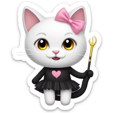 black cat in a tutu holding a wand sticker