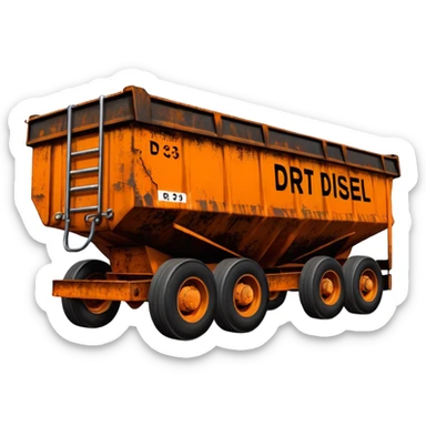 dump end trailer with the words 'Dirt n Diesel' on it, different angle, emoji style sticker