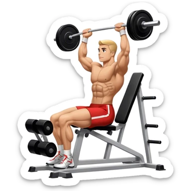 side-view bodybuilder seated weighted calf-raise machine lower leg exercise sticker