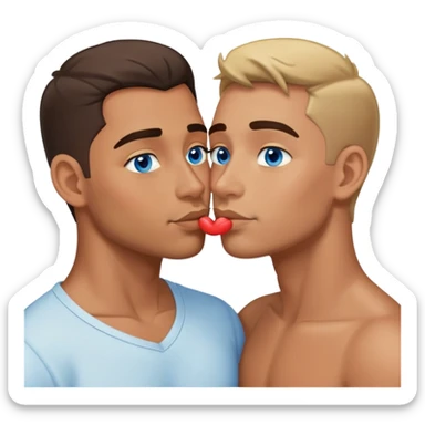 Gay couple kiss latino blue eyes sticker