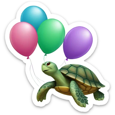 Turtle with birthday balloons sticker
