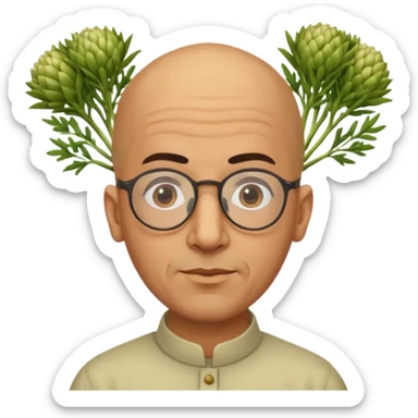 Bald moroccan man with one fennel on his head and glasses on and no turban  sticker