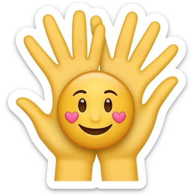 Crée-moi un seul emoji avec le sourire de lui😁 les mains de lui 🤗 et trois cœur autour de celui-ci comme lui🥰 sticker