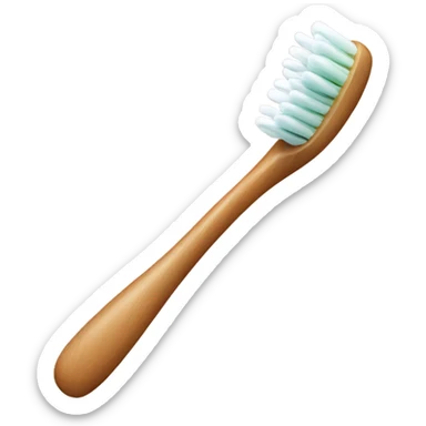 Brown wooden toothbrush sticker