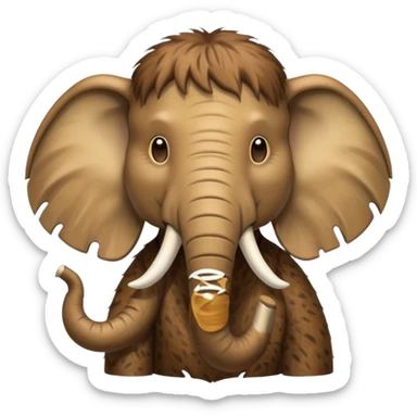 mamut elephant wearing animal skin cloth sticker