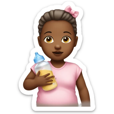 baby girl with feeding bottle sticker