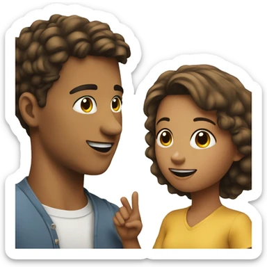 Young man giving a hand to a young woman sticker