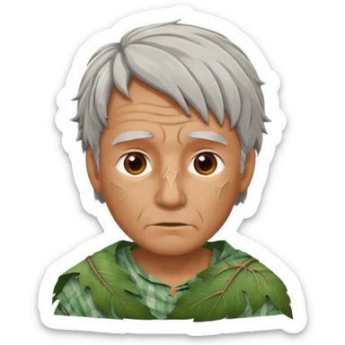 ancient man, tattered leaf cloth sticker