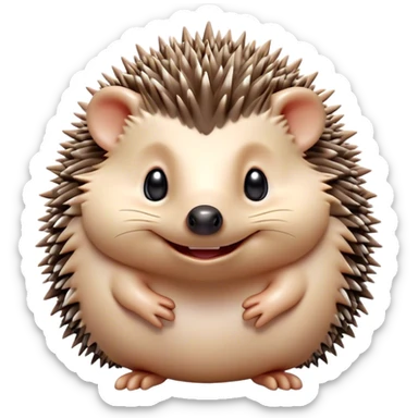 Cinematic Cheeky Hedgehog Portrait Emoji, Head tilted playfully with a mischievous squint and a tiny, cheeky grin, showcasing a compact, prickly body with soft quills and perky little ears, Simplified yet remarkably expressive features, highly detailed, glowing with a vibrant, playful glow, high shine, spirited and quirky, stylized with an air of whimsical woodland mischief, soft glowing outline, capturing the essence of a cheeky hedgehog that looks ready to roll out of the screen with playful attitude! sticker