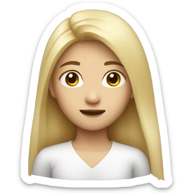 blonde long hair asian girl, from shoulders make one emoji sticker