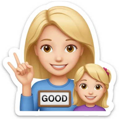 A girl holding a sign saying good girl sticker