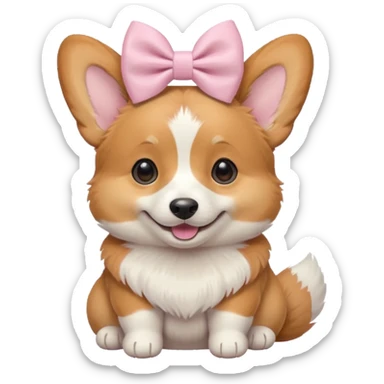 Corgi With Pastel Pink Bow sticker