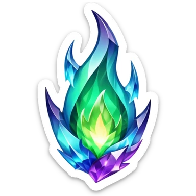 Shiny epic green blue and purple flame crystal  sticker