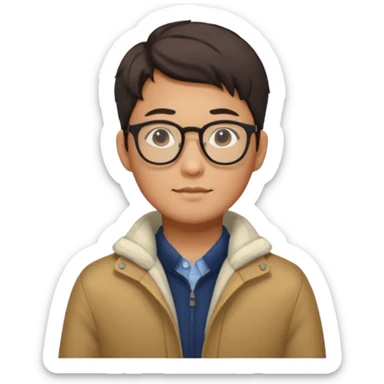 Korean 31-year-old male marketer / Wears warm clothes / Wears glasses sticker