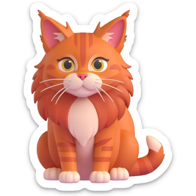 A red Maine Coon cat sticker