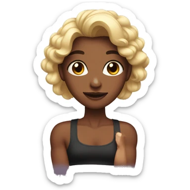 a girl with a manicure and biceps sticker