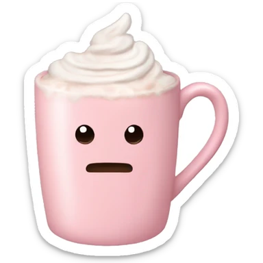 Aesthetic hot chocolate in a light pink mug sticker
