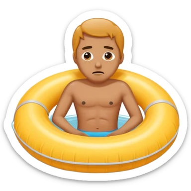 Full body man in bathing suit in a floating tube sad sticker