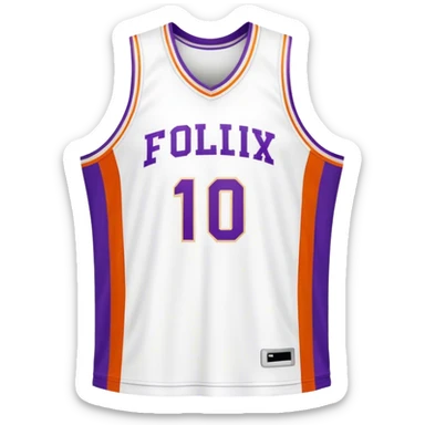 Cinematic Realistic image of a basketball jersey rendered in bold team colors with finely textured fabric and realistic creases, set against an energetic court backdrop with bright, dynamic lighting sticker