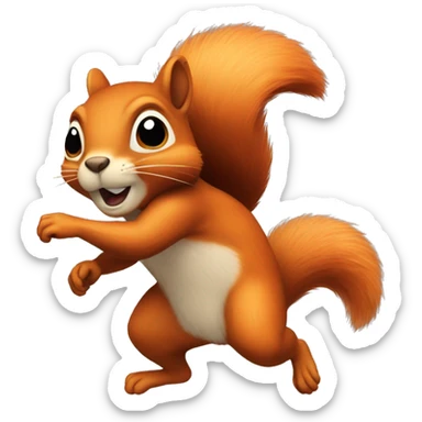 facing, jumping female squirrel, orange burnt with big tail
 sticker
