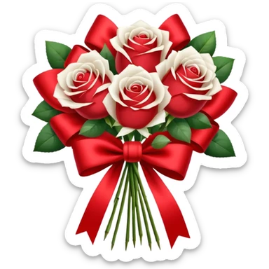 White rose bouquet with a bow  sticker