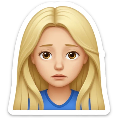 tired blond woman with long hair sticker