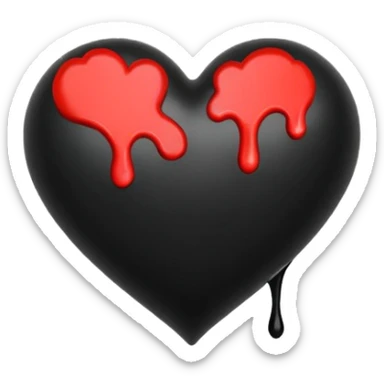 black ink heart emoji, blob, isolated on white background, grunge, like pen stroke, flat sticker