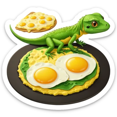 lizard eating omelette sticker