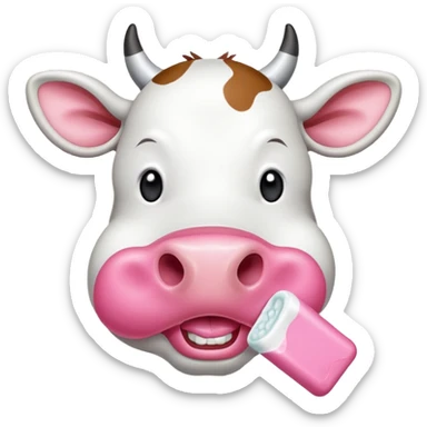 Cow with a gum  sticker