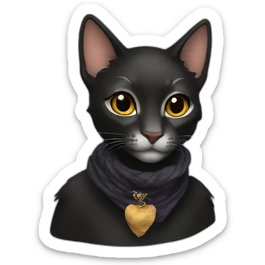 black fur tabaxi wearing silk scarf sticker