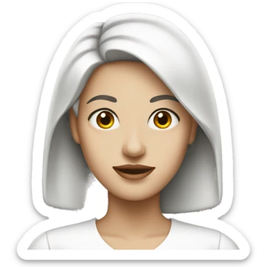 a woman with white skin wearing a white blouse  sticker