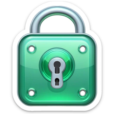 Holographic and glassmorphic green lock sticker