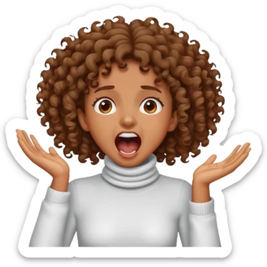 Brown curly Girl grabing her neck screaming  sticker