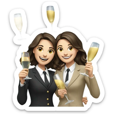 businesswoman two caucasian brunette girls celebrating sticker