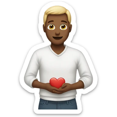 Normal person in heart shape in hand sticker
