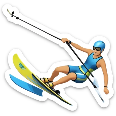 An icon featuring a close-up collage of water skis, splashing water across the surface. The design highlights the motion of the skis cutting through the water. Transparent background emphasizes the thrill of water skiing. sticker