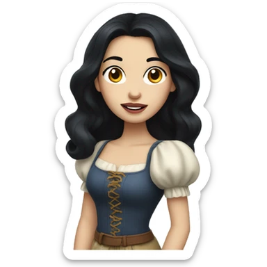 Snowwhite having long black hair and wears casual clothes  sticker