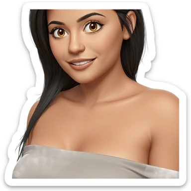 smiling girl with long hair sticker